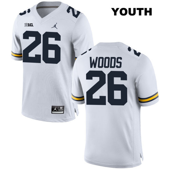 Youth NCAA Michigan Wolverines J'Marick Woods #26 White Jordan Brand Authentic Stitched Football College Jersey GZ25O42NN